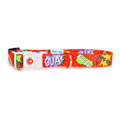 Collar With LED Plastic Buckle - Red Graffiti