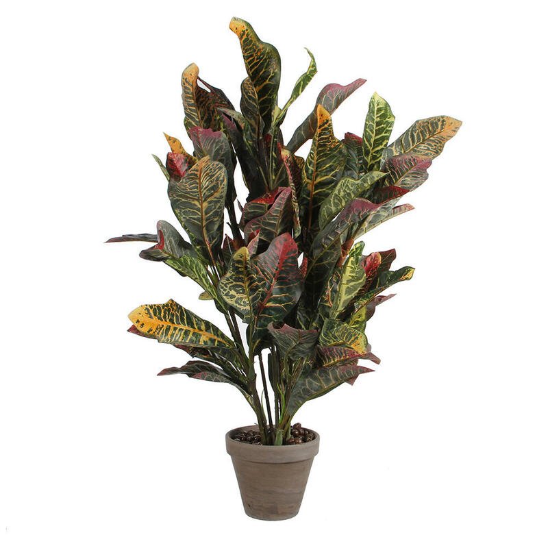 Croton Green Pvc With Plant Pot Grey