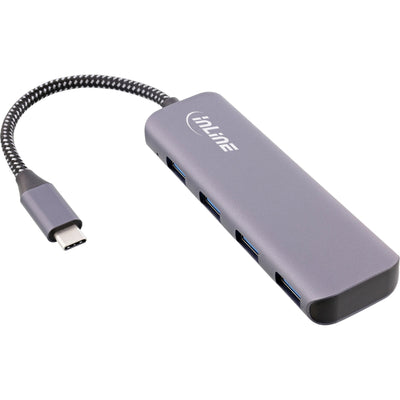 Inline USB 3.2 Hub, USB Type-c a 4x USB a 10GB/S, Aluminium Grey — image 1