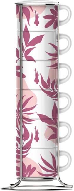 Bialetti Primavera Set Of 6 Cups Espresso With Stand - Pink — image 1
