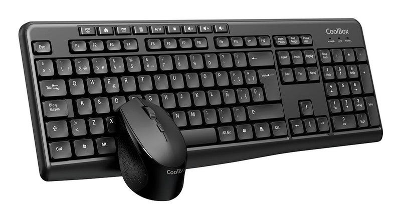 Coolbox Kit Keyboard Spanish + Mouse Wireless Multimedia Black Coo Ktr 03W COO-KTR-03W