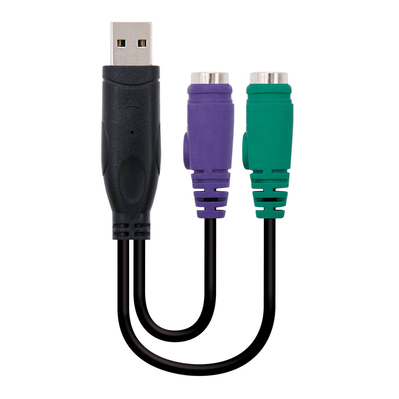 Nanocable Converter Ps/2(TECLADO+RATÓN) a USB - Type 2XPS/2/h-a/M - 15CM - Black