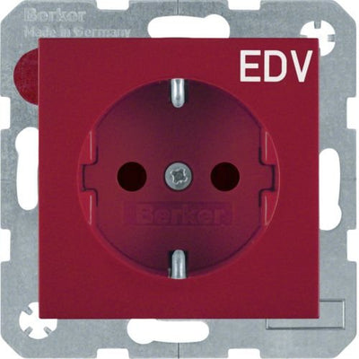 Berker 47238922 Socket Power Schuko S.1 Red Glossy Edv — image 1