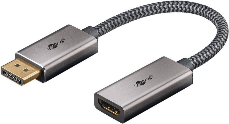 Goobay Plus DisplayPort HDMI Adaptadorcable, 4K @ 60HZ Grey 20CM, 32 Gbit/S) 75271