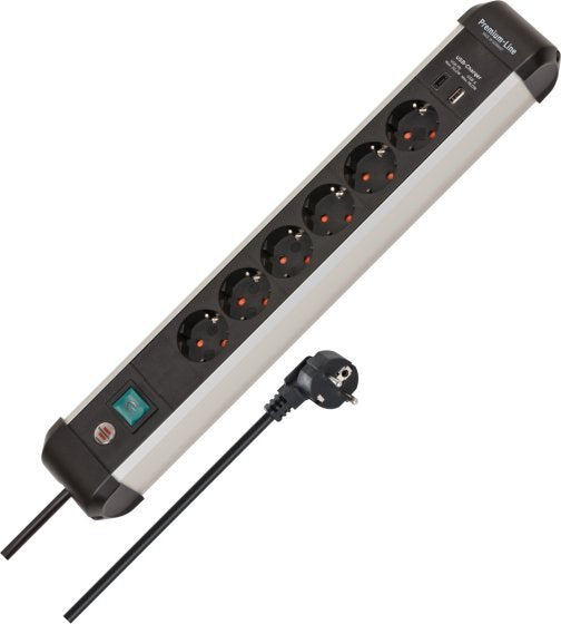 Brennenstuhl 1391030611 Base Múltiple 3M 6 Salidas AC Indoor Black Silver
