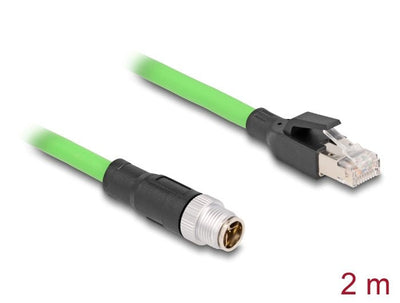 Delock 80442 Cable M12 Codificado X 8 Pin Male a RJ45 Male Pur (tpu) 2M — image 1