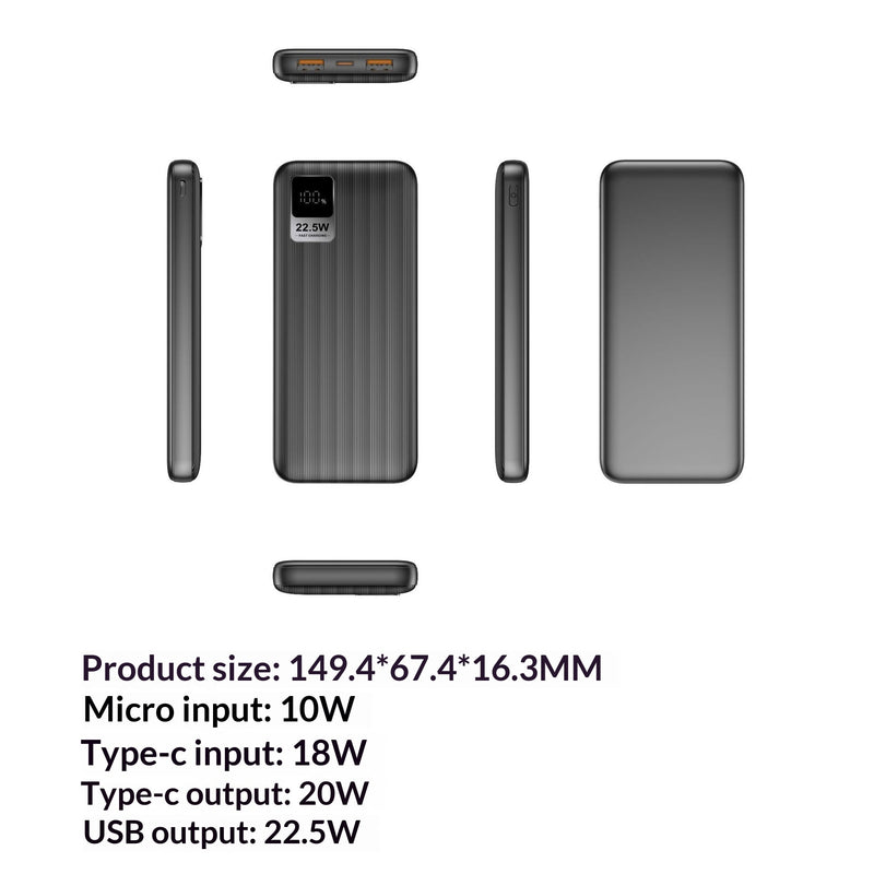 Built-in Cable 10,000 MAh 225W Bidirectional Fast-charging Power Bank