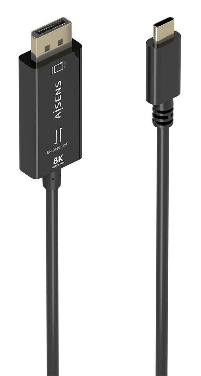 Aisens Cable Converter Bidireccional USB-C a DisplayPort 8K@60HZ, USB-C/M-dp/M, Black 1.8M — image 1