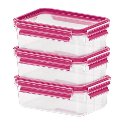 Emsa Clip & Close Box Rectangular 0,55 L Pink Transparent 3 Pieces — image 1