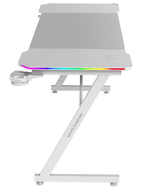 Mars Gaming Desk Gaming MGD-X140 RGB White 140X60/ Mouse Pad XXL/ Stands Externos Bebidas And Headphones/ Gest