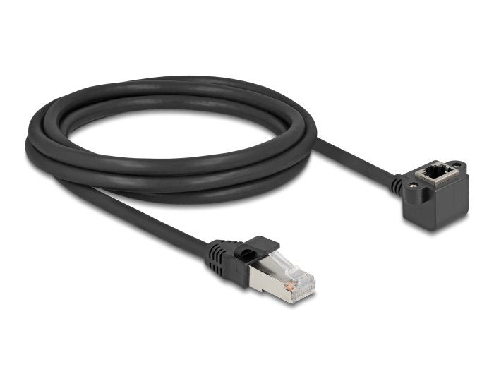 Network Cable Alargador RJ45 Connector Male a RJ45 Connector Female 90° Angulado CAT.6 F UTP 2M Black