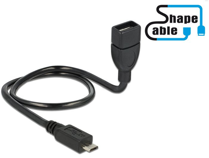 Delock USB Cable 2.0 Micro B Male USB 2.0A Female 50CM