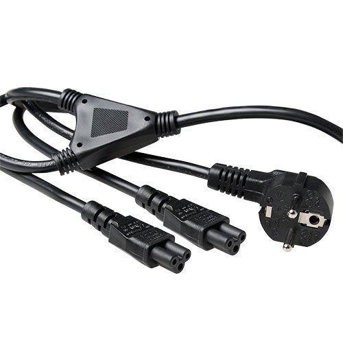 Powercord Split Cable Mains Connector CEE7 7 Male (angled) - 2 X C5 1.80M