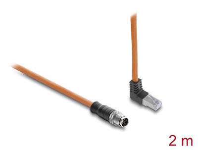 Delock M12 Cable X-kodiert 8 Pin St a RJ45 St 2M Orange — image 1