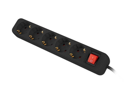 Lanberg Power Strip 5 Sockets Schuko With Protecion Black 3M — image 1
