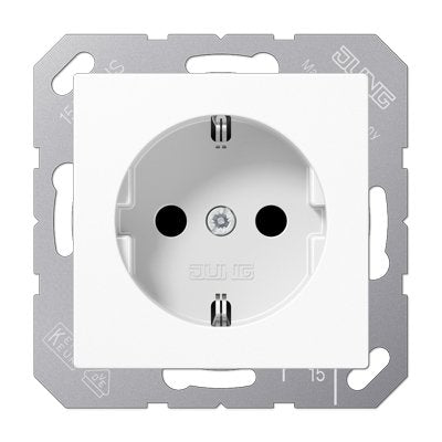 Jung A1520BFKIWW Schuko Socket Power Resistant a Roturas White Alpino — image 1