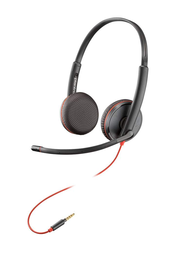 Poly Blackwire C3225 Blackwire 3200 Series Headphone Oreja Cableado Cancelación Sound Activo Connector 3 5MM B