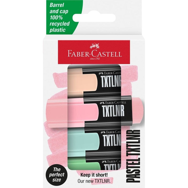 Faber-castell Txtlnr Pack 4 Marcadores Fluorescentes - Punta Biselada - Trazo Entre 1, 2 And 5MM - Ink With Ba
