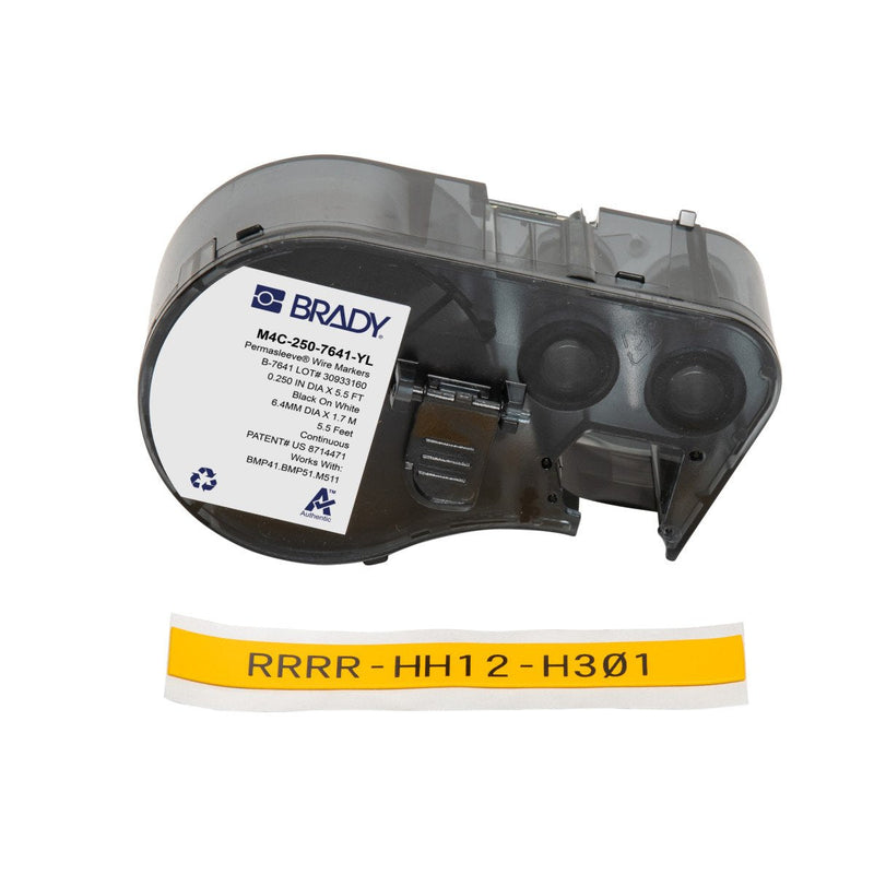 Brady M4C-250-7641-YL Tape Termorretractil Labels - Texto Black Sobre Fondo Yellow - Wide 11.15MM X Long