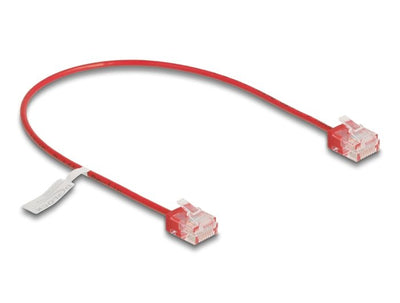 Delock RJ45 Network Cable CAT.6 UTP Ultra Slim 0,3M Red With Kurzen Machon — image 1