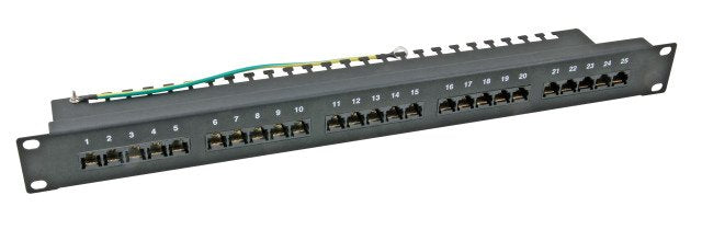 Efb Patch Panel 25 X RJ45 8 4 1HE ISDN, RAL9005, Cat. 3