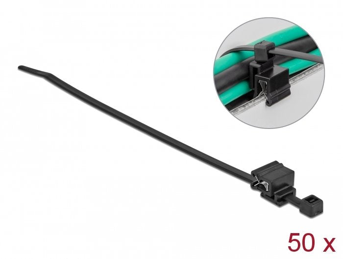 Delock Sujetacables With Clip Bordes 200 X An 4,8MM Black 50 Pieces