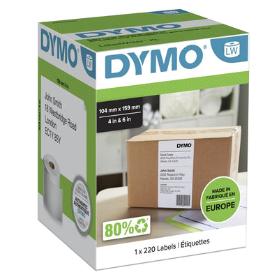 Dymo Labels Transferencia Thermal Laber Writer, Black Sobre Fondo White 104MM X 159MM. Labels Extragrandes. Ro — image 1