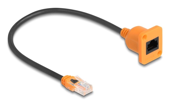 Delock D Type RJ45 Cable Connector Male a Female CAT.5E UTP Orange Black 30CM