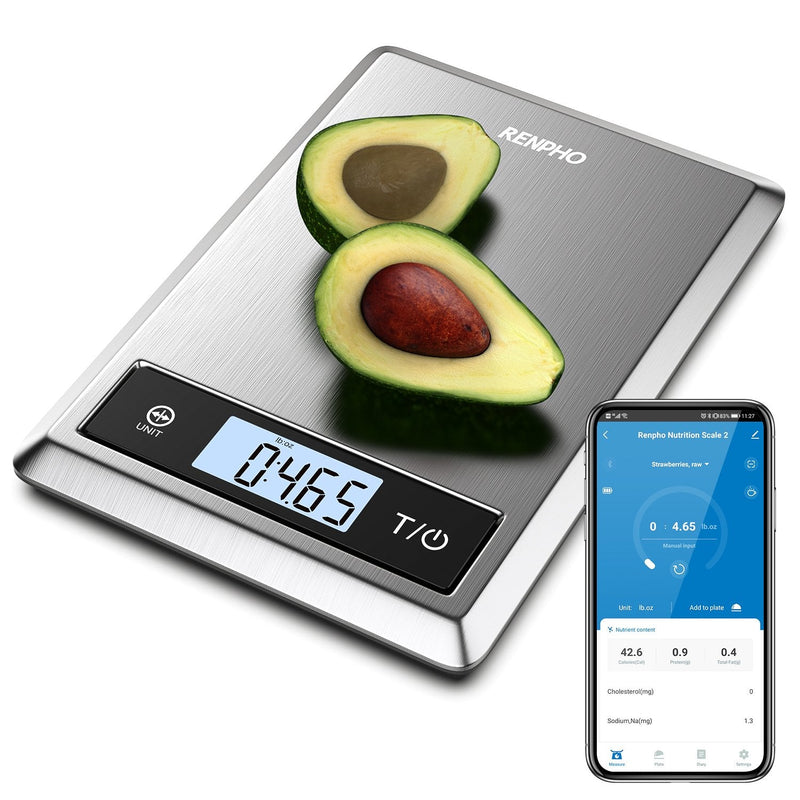 Renpho Calibra 1 - Smart Nutrition Scale - Ble - Grey Stainless Steel (up To 11LB/5KG)