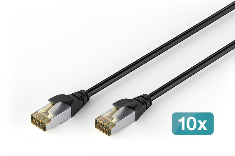 Digitus CAT.6A S/FTP Exterior- Network Cable, Pe, 10 Unidades 2M, CAT.6A, S/FTP (s-STP), RJ-45, Negro