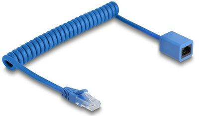 Delock RJ45 Cable Espiral Connector Male a Female CAT.6 UTP 0,8M Up To 1,8M Blue — image 1