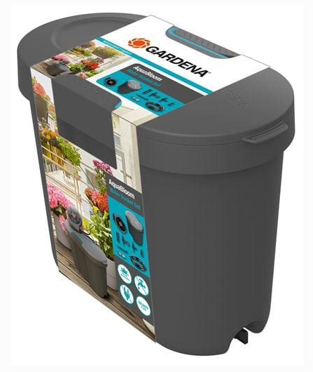 Gardena Recipiente Water Irrigation Solar Aquabloom Antracita/Turquesa, 10,5 Litros 13367-20