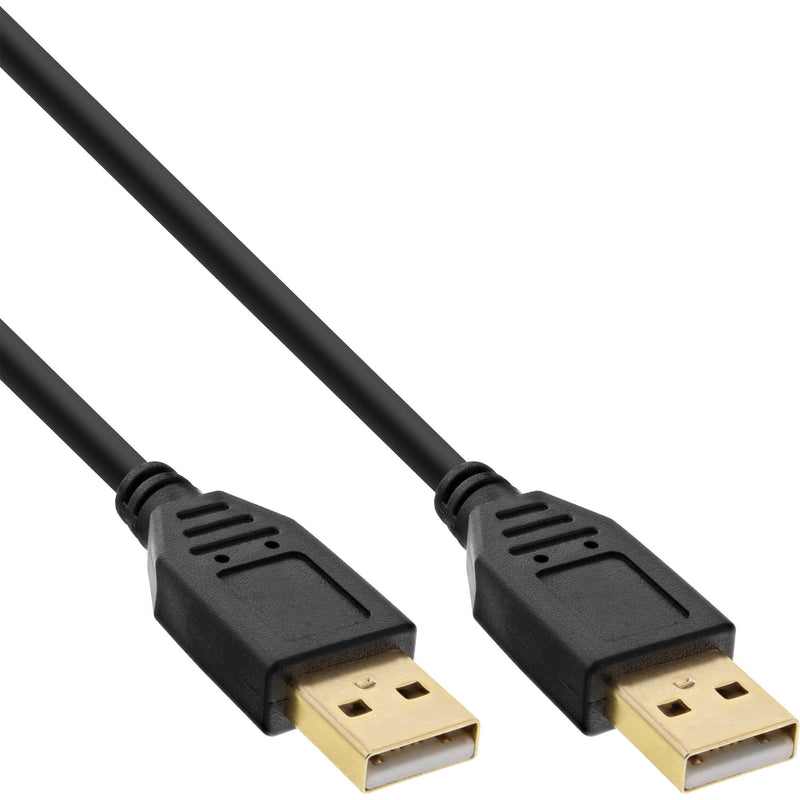 Inline USB Cable 2.0 , Am/Am, Black Contactos Chapados Oro, 5M