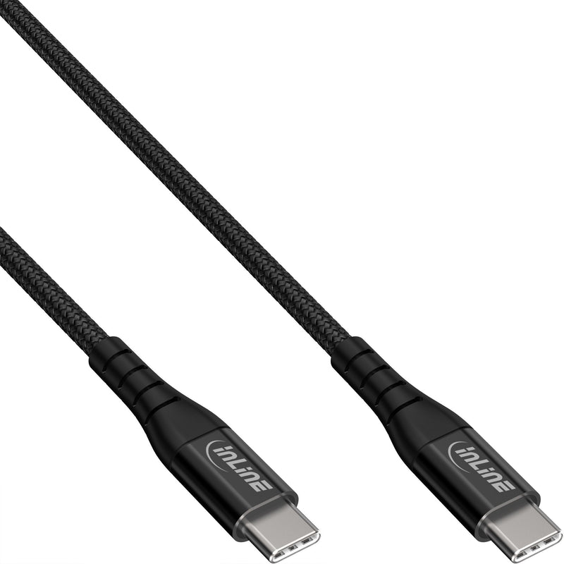Inline® USB 2.0 Cable USB-C 100W Quick Charger Cable Textile Black, 2M