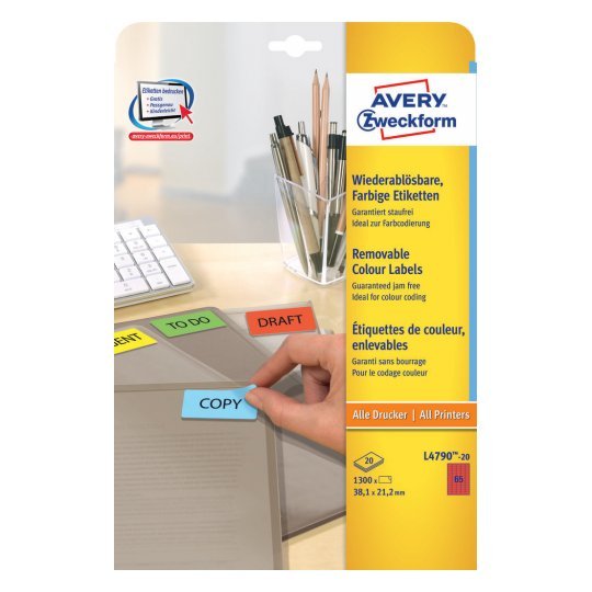 Avery Zweckform Labels Red 38,1 X 21,2MM, 20 Hojas