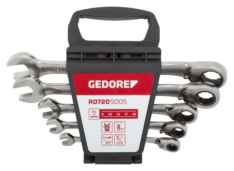 Gedore Set Of Keys Combinadas With Carraca Rojas, 5 Pieces Keys 3300872