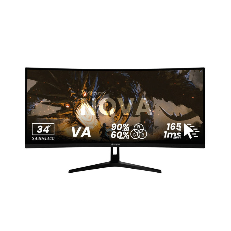 Arozzi Monitor Nova 34VA, 165HZ, Computer - Black