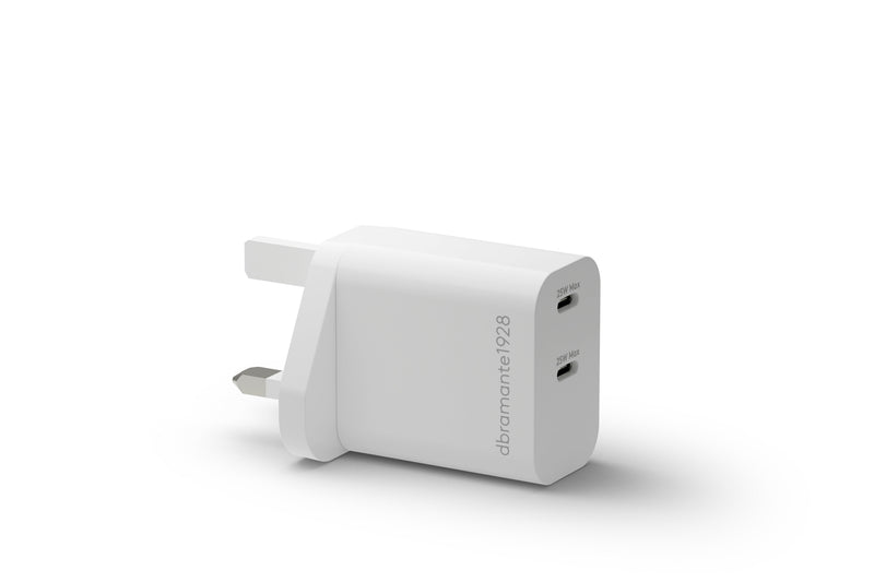 DBRAMANTE1928 Re-charge Power Adapter 25 Watts 3A 2 Connectors Output (usb-c) White Reino Unido