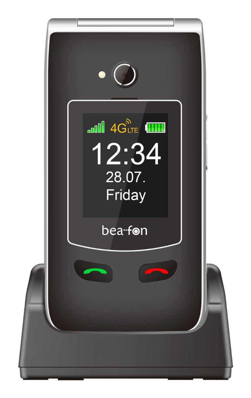Beafon Mobile Phone SL645PLUS LTE- 4G, Silver Line, Foldable With Keys Large Negro-plateado