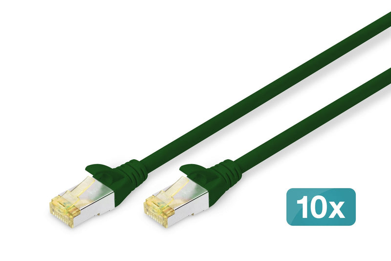 CAT.6A S/FTP Patch CORD10P Awg Cabl 26/7 3M 10 Pieces Green