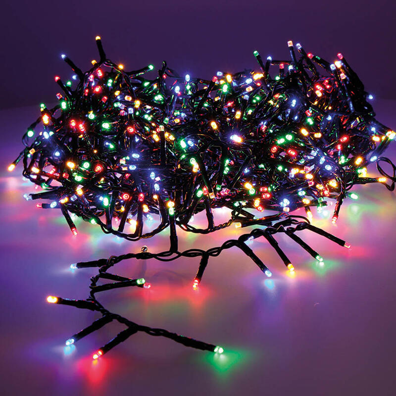 Garland LED Compact Parpadeante Multicolour - White Calido 14M 500 Leds