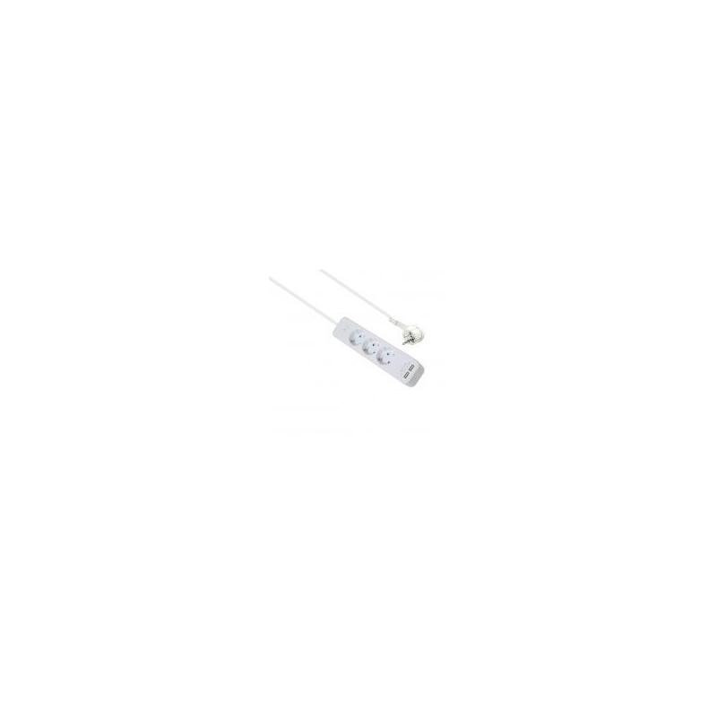 Helos Power Strip Advanced, 3 Sockets Charger USB White 1,5M, With Switch