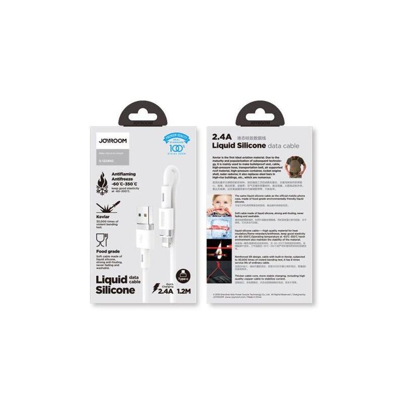 Joyroom Lightning - USB Cable 2.4A, 1.2M, White (S-1224N2)