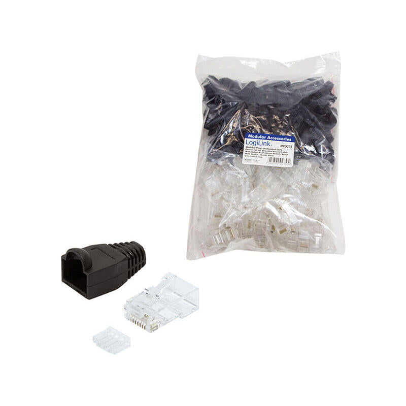Logilink - Connector Plug CAT.6 RJ45 100PCS. Set, Without Protection Black