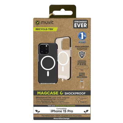 Muvit For Change Case Recycletek Magsafe Shockproof 3M Compatible With Apple Iphone 15 Pro Transparent/Black — image 1