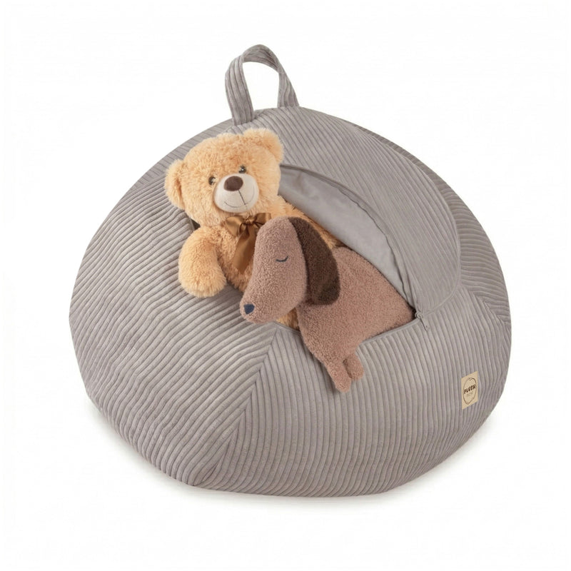 Corduroy Toy Storage Bag and Pouffe Cover — Beige
