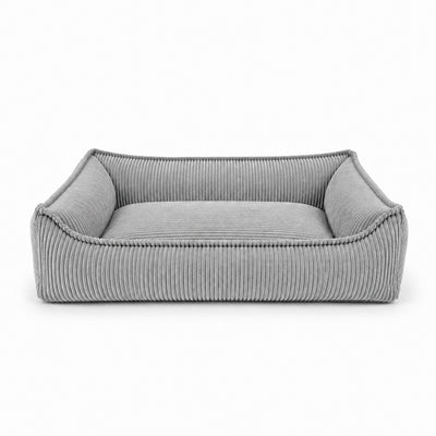 Nino Corduroy Dog Basket Bed with Removable Cover – Cloud Grey, S