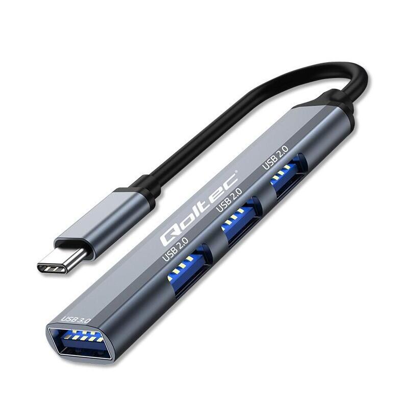 Qoltec 53792 Hub Adapter USB C 3.1 4IN1 USB 3.0 3x USB 2.0