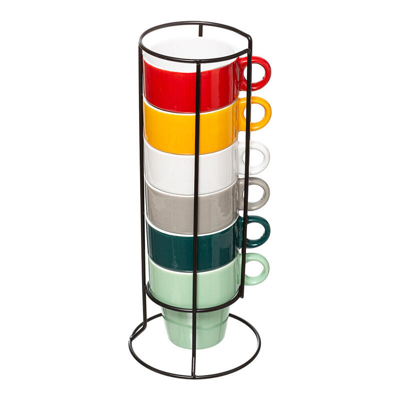 Set 6 Cups With Stand Colours Surtidos