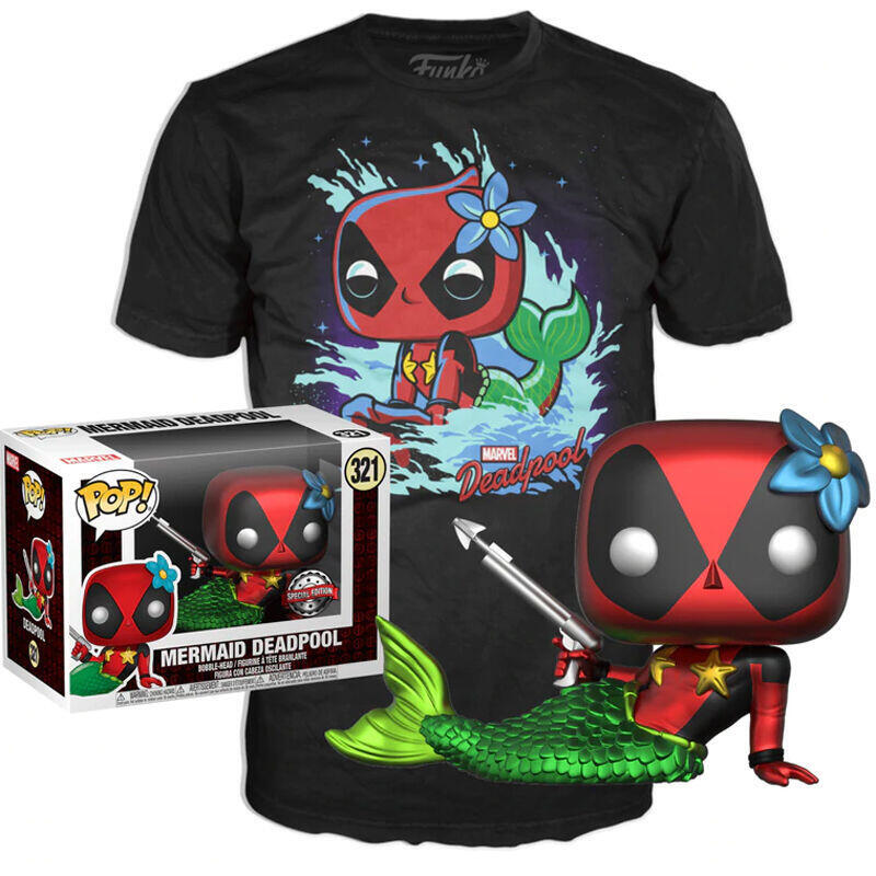 Set Figure Pop & Tee Marvel Deadpool Mermaid Exclusive Size S